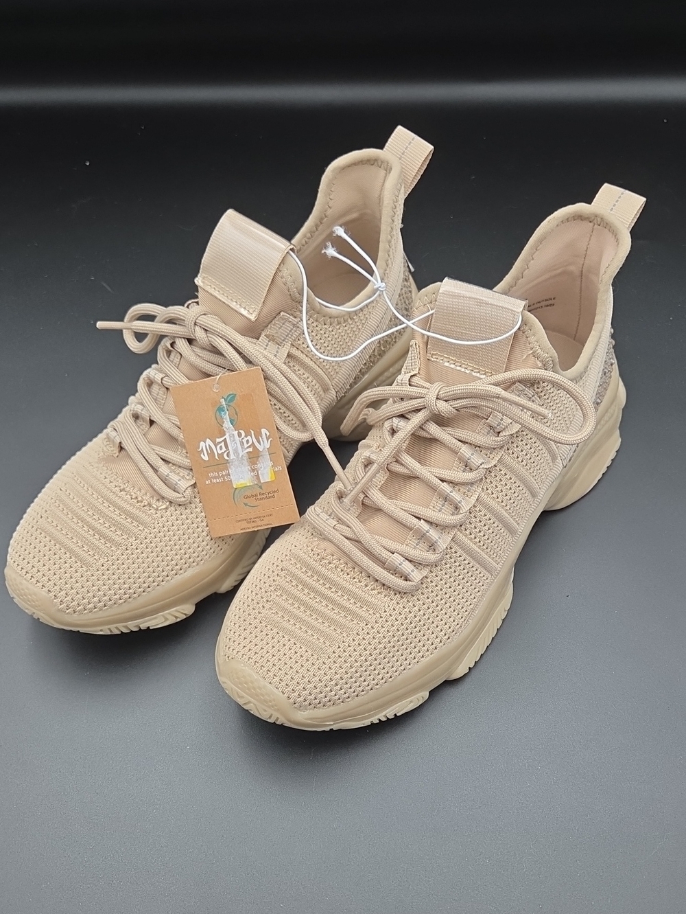 NWT Mad Love Tan Flyknit Chunky Platform Sneakers Nude Size 7